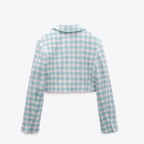 NWT ZARA TEXTURED CROPPED BLAZER BLOGGGERS FAV - Picture 7 of 12